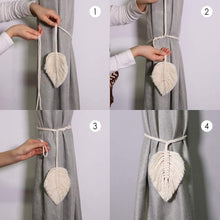 Load image into Gallery viewer, 2 Pack Leaf Macrame Curtain Tiebacks Braided