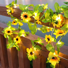 Load image into Gallery viewer, 20 LED Sunflower Garland Wreath Hanging String Lights