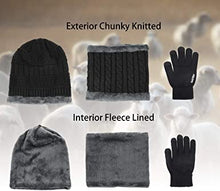 Load image into Gallery viewer, Winter Knit Beanie Hat Neck Warmer Scarf and Touch Screen Gloves Set 3 Pcs Fleece Lined Skull Cap for Men Women