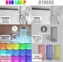 Load image into Gallery viewer, Crystal Lamp 16 Color Changing RGB Touch Lamp USB Romantic LED Rose Diamond Table Lamps