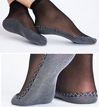 Load image into Gallery viewer, 10 Pairs Silky Anti-Slip Cotton Sole Sheer Ankle High Tights Hosiery Socks
