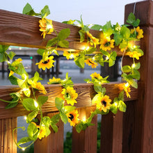Load image into Gallery viewer, 20 LED Sunflower Garland Wreath Hanging String Lights