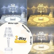 Load image into Gallery viewer, USB Rechargeable Crystal Table Lamp with 3-way Dimmable Light