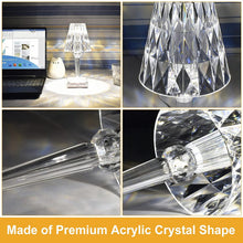 Load image into Gallery viewer, USB Rechargeable Crystal Table Lamp with 3-way Dimmable Light
