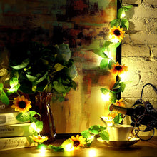 Load image into Gallery viewer, 20 LED Sunflower Garland Wreath Hanging String Lights