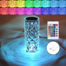 Load image into Gallery viewer, Crystal Lamp 16 Color Changing RGB Touch Lamp USB Romantic LED Rose Diamond Table Lamps