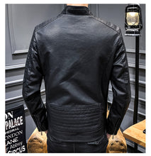 Load image into Gallery viewer, Mens Leather Jacket Slim Fit Stand Collar PU Motorcycle Jacket Lightweight