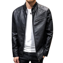 Load image into Gallery viewer, Mens Leather Jacket Slim Fit Stand Collar PU Motorcycle Jacket Lightweight