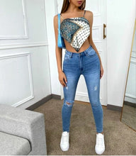 Load image into Gallery viewer, Scarf Print Tie Back Satin Cami Bandana Top