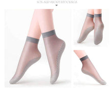 Load image into Gallery viewer, 10 Pairs Silky Anti-Slip Cotton Sole Sheer Ankle High Tights Hosiery Socks