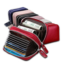 Load image into Gallery viewer, Genuine Leather Rfid Women's Zipper Card Wallet With Card Holders