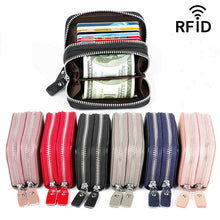 Load image into Gallery viewer, Genuine Leather Rfid Women's Zipper Card Wallet With Card Holders