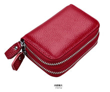 Load image into Gallery viewer, Genuine Leather Rfid Women's Zipper Card Wallet With Card Holders