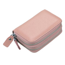 Load image into Gallery viewer, Genuine Leather Rfid Women's Zipper Card Wallet With Card Holders