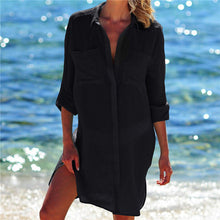 Load image into Gallery viewer, Women Beach Blouse Cover Ups Summer Button Swimsuit Pocket Shirts