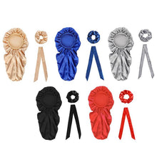 Load image into Gallery viewer, 3 Pcs Long Satin Bonnet Sleep Cap with Hair Tie Scrunchies Set