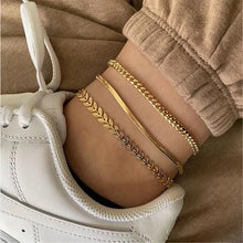 Load image into Gallery viewer, 3Pcs/Set Gold Color Simple Chain Anklets