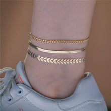 Load image into Gallery viewer, 3Pcs/Set Gold Color Simple Chain Anklets