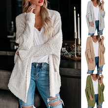Load image into Gallery viewer, Women's Fuzzy Popcorn Batwing Sleeve Cardigan Knit Oversized Sherpa Sweater Pockets Coat