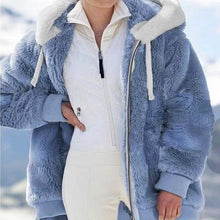 Load image into Gallery viewer, Winter Woman Oversized Plush Zip Hooded Jacket