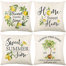 Load image into Gallery viewer, 4 Pack Fresh Lemons Summer Throw Pillow Case Cushion Cover