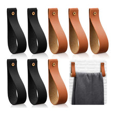 Load image into Gallery viewer, 8 Pcs PU Leather Wall Hooks PU Leather Straps Hanger Towel Hooks