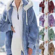 Load image into Gallery viewer, Winter Woman Oversized Plush Zip Hooded Jacket