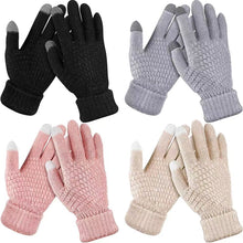 Load image into Gallery viewer, 2 Pairs Women Winter Touch Screen Gloves Warm Lined Knit Gloves