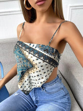 Load image into Gallery viewer, Scarf Print Tie Back Satin Cami Bandana Top