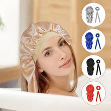 Load image into Gallery viewer, 3 Pcs Long Satin Bonnet Sleep Cap with Hair Tie Scrunchies Set