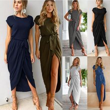 Load image into Gallery viewer, Women's Summer New Solid Color Anti-Sleeve Blouse Tied Dress