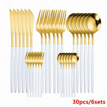 Load image into Gallery viewer, 30Pcs Full Tableware Multicolor Stainless Steel Cutlery Set
