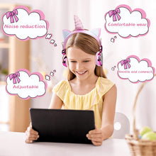 Load image into Gallery viewer, Unicorn Wired Headset with Microphone Adjustable Headband Kids Headphones
