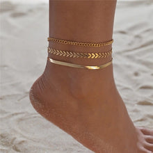 Load image into Gallery viewer, 3Pcs/Set Gold Color Simple Chain Anklets
