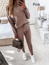 Load image into Gallery viewer, Women’s Sweatshirt with Drawstring Pants Suit
